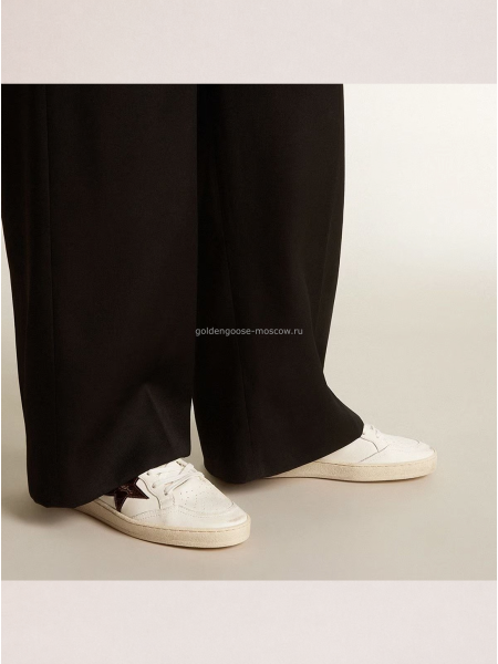Golden Goose Ball Star Sneakers in White Leather With Crocodile-Effect Star and Gold Heel Tab