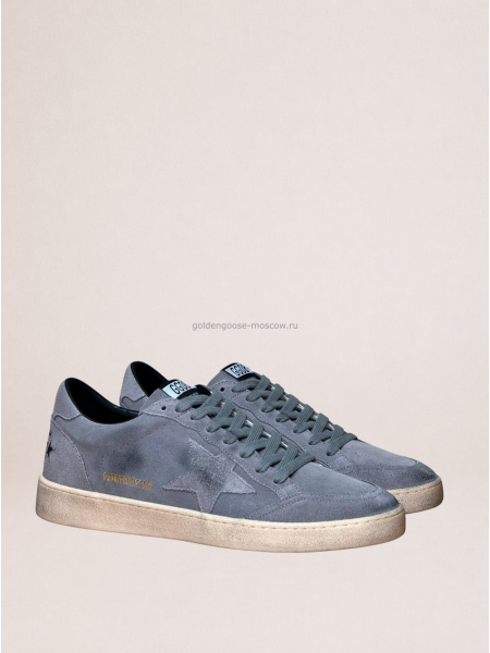 Golden Goose Mens Ball Star in Gray Suede With Gray Star