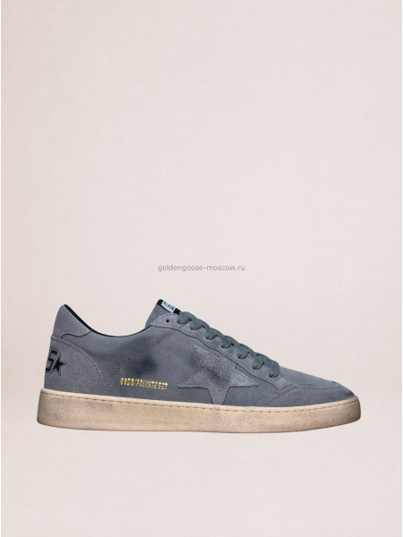 Golden Goose Mens Ball Star in Gray Suede With Gray Star