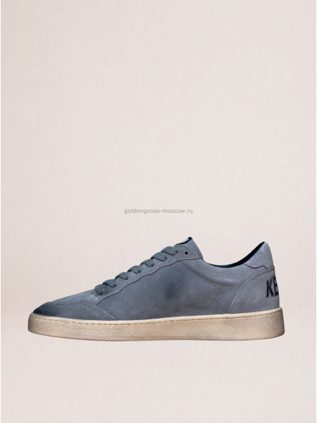 Golden Goose Mens Ball Star in Gray Suede With Gray Star