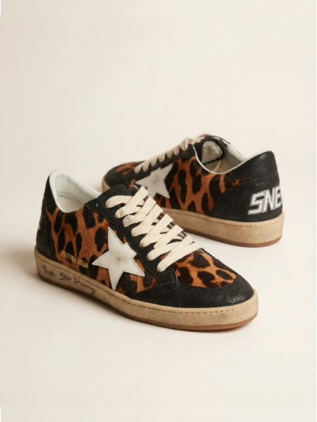 Golden Goose Ball Star Leopapd Print