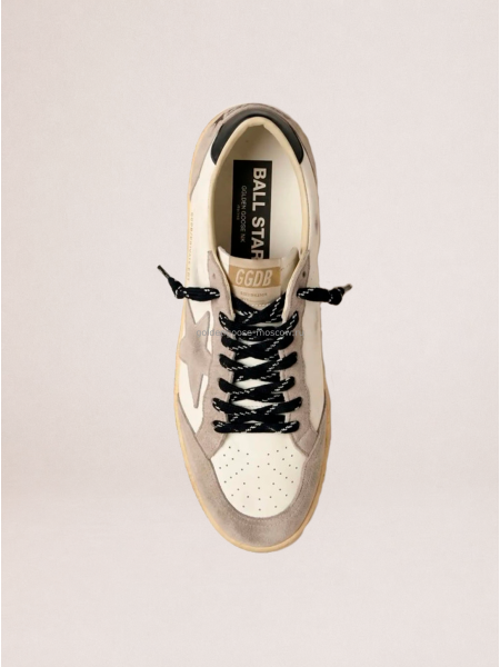 Golden Goose Mens Ball Star in Grey Suede With Grey Star Golden Goose Mens Ball Star in Grey Suede With Grey Star