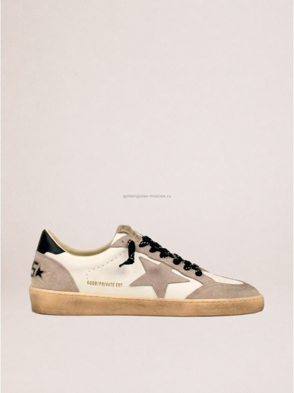 Golden Goose Mens Ball Star in Grey Suede With Grey Star Golden Goose Mens Ball Star in Grey Suede With Grey Star