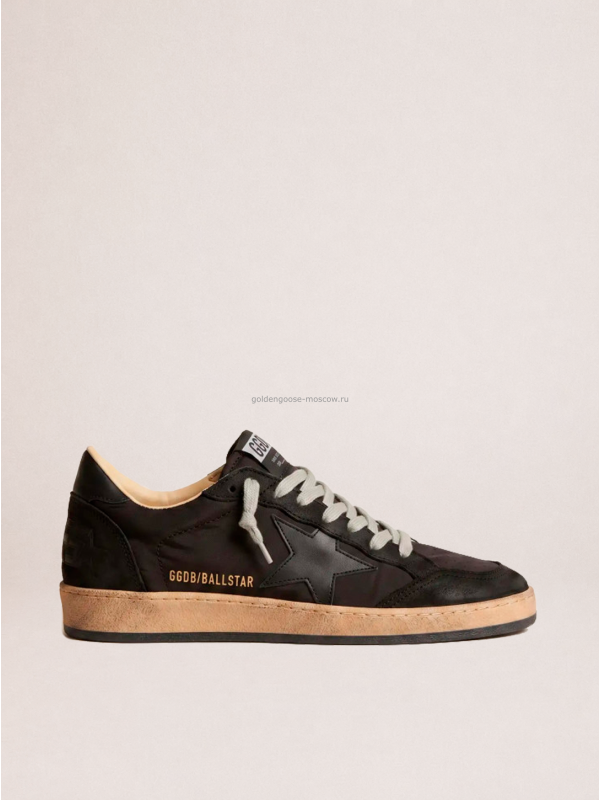 Golden Goose Mens Ball Star in Black Fabric With Black Star Golden Goose Mens Ball Star in Black Fabric With Black Star