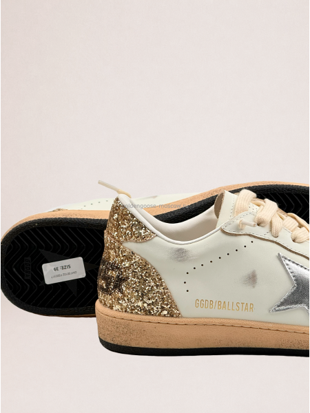 Golden Goose Wmns Ball Star White Silver Metallic Gold Glitter Golden Goose Wmns Ball Star White Silver Metallic Gold Glitter