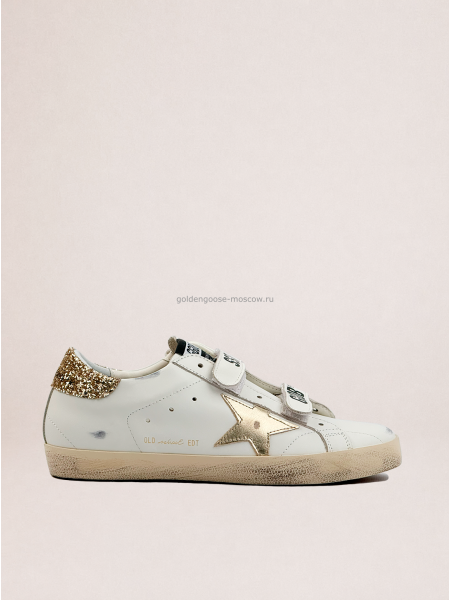 Golden Goose Old School With Gold Star in Laminated Leather