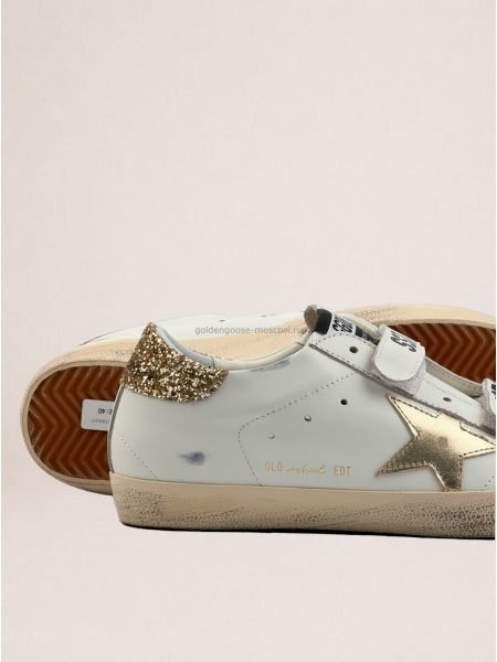 Golden Goose Old School With Gold Star in Laminated Leather