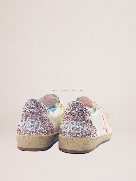 Golden Goose Ball Star in nappa with pink suede star and glitter heel tab