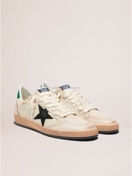Golden Goose Ball Star with Black Leather Star and Green Leather Heel Tab