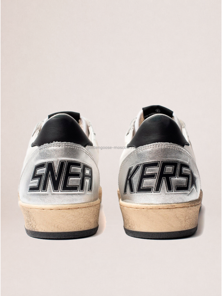 Golden Goose Ball Star in Leather with Silver Inserts and Black Leather Star
