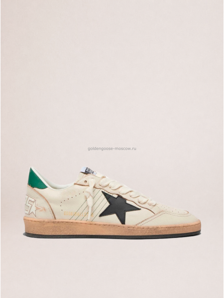 Golden Goose Ball Star with Black Leather Star and Green Leather Heel Tab