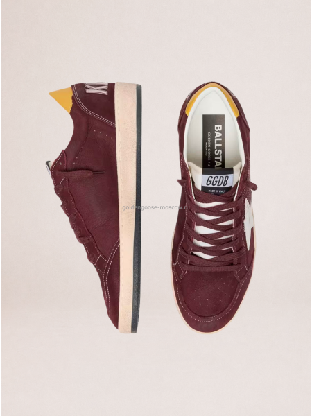Golden Goose Ball Star in Chocolate Nubuck with Leather Star and Heel Tab