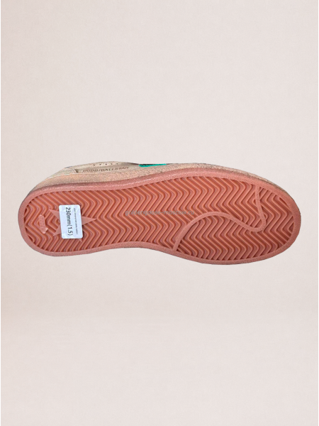 Golden Goose Ball Star in Cracked Leather with Green Suede Star