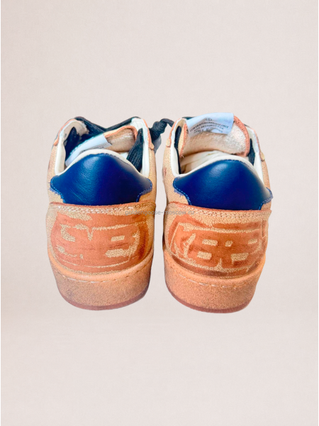 Golden Goose Ball Star in Cracked Leather with Green Suede Star
