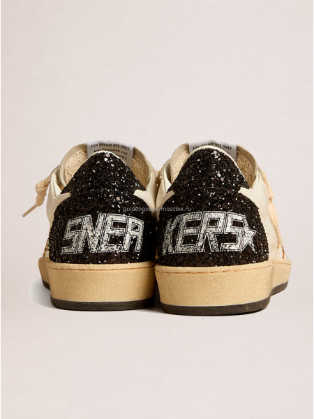Golden Goose Ball Star in Nappa and Suede with Glitter Star and Black Heel Tab
