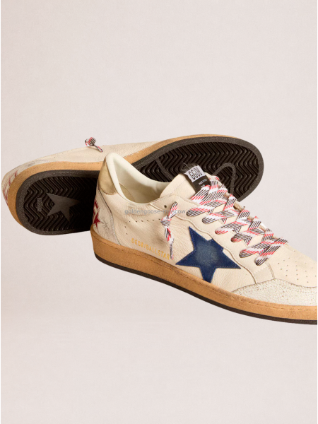 Golden Goose Mens Ball Star Uomo in Nappa Con Stella in Suede Blue Talloncino in Pelle Platino Golden Goose Mens Ball Star Uomo in Nappa Con Stella in Suede Blue Talloncino in Pelle Platino
