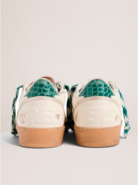 Golden Goose Ball Star LTD with Green Crocodile-Print Star and Heel Tab Golden Goose Ball Star LTD with Green Crocodile-Print Star and Heel Tab