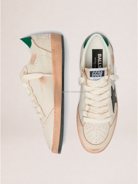 Golden Goose Ball Star with Black Leather Star and Green Leather Heel Tab