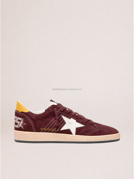 Golden Goose Ball Star in Chocolate Nubuck with Leather Star and Heel Tab