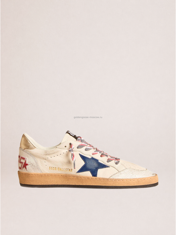 Golden Goose Mens Ball Star Uomo in Nappa Con Stella in Suede Blue Talloncino in Pelle Platino Golden Goose Mens Ball Star Uomo in Nappa Con Stella in Suede Blue Talloncino in Pelle Platino