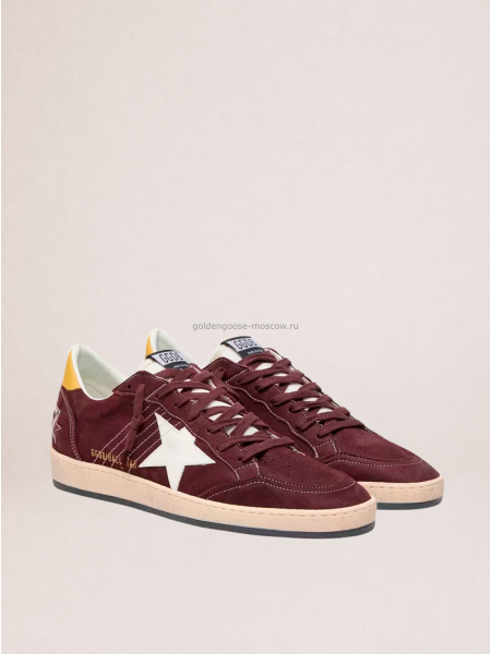 Golden Goose Ball Star in Chocolate Nubuck with Leather Star and Heel Tab