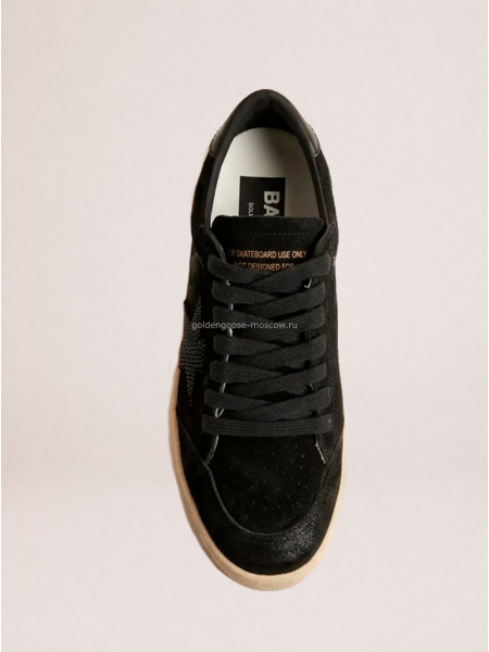 Golden Goose Ball Star Sneakers in Black Suede With Black Crystal Star Golden Goose Ball Star Sneakers in Black Suede With Black Crystal Star