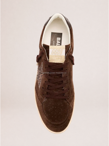 Golden Goose Ball Star in Brown Suede With White Star and Heel Tab