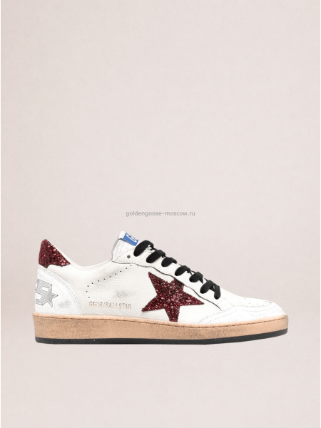 Golden Goose Ball Star Burgundy Glitter Star