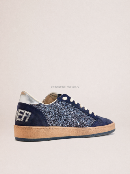 Golden Goose Ball Star LTD in Blue Glitter With Leather Star and Metallic Leather Heel Tab