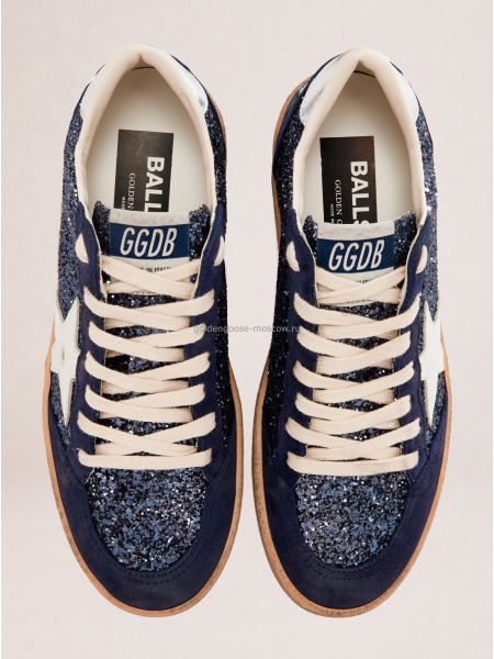 Golden Goose Ball Star LTD in Blue Glitter With Leather Star and Metallic Leather Heel Tab