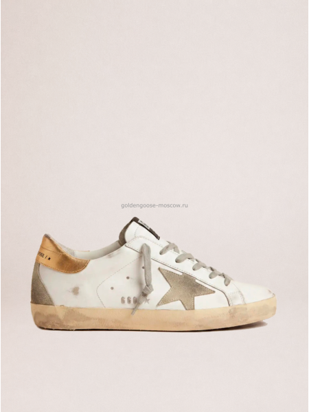 Golden Goose Super-Star Sneakers in Gold With Gold Heel Tab