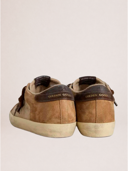 Golden Goose Super-Star in Beige Suede With White Star and Heel Tab Golden Goose Super-Star in Beige Suede With White Star and Heel Tab