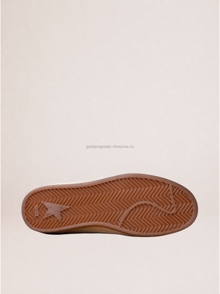 Golden Goose Mens Ball Star in Beige Suede With Navy Blue Star
