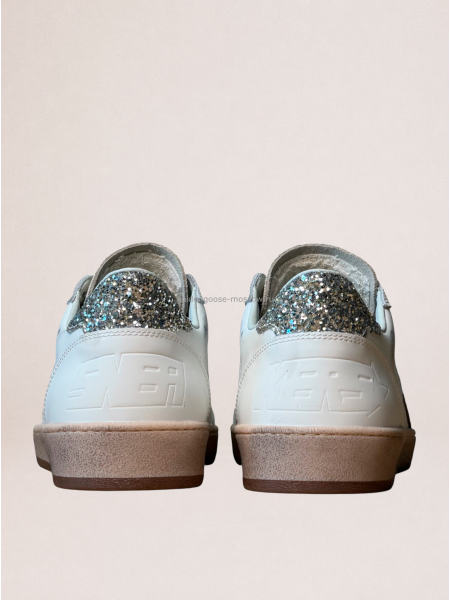 Golden Goose Mens Ball Star in Beige Suede With Navy Blue Star