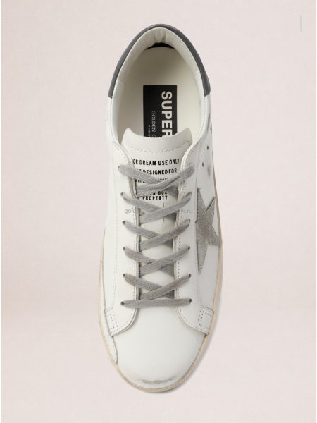 Golden Goose Mens Super-Star Sneakers in Grey Suede With Grey Heel Tab Golden Goose Mens Super-Star Sneakers in Grey Suede With Grey Heel Tab