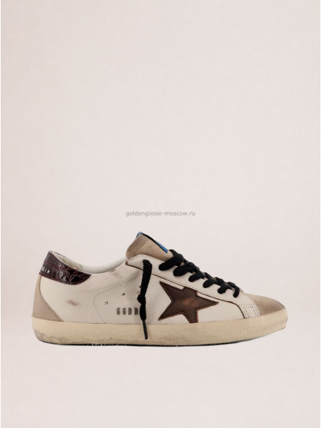 Golden Goose Mens Super-Star in leather with suede star and heel tab