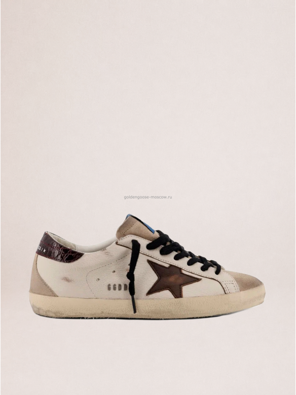 Golden Goose Mens Super-Star in leather with suede star and heel tab Golden Goose Mens Super-Star in leather with suede star and heel tab