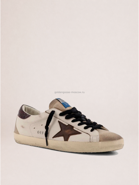 Golden Goose Mens Super-Star in leather with suede star and heel tab Golden Goose Mens Super-Star in leather with suede star and heel tab