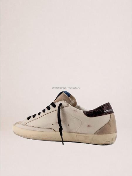 Golden Goose Mens Super-Star in leather with suede star and heel tab Golden Goose Mens Super-Star in leather with suede star and heel tab