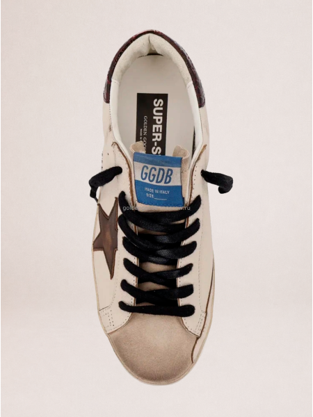 Golden Goose Mens Super-Star in leather with suede star and heel tab Golden Goose Mens Super-Star in leather with suede star and heel tab