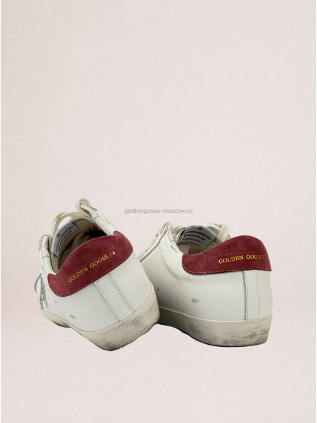 Golden Goose Super-Star Beige Silver Glitter Star