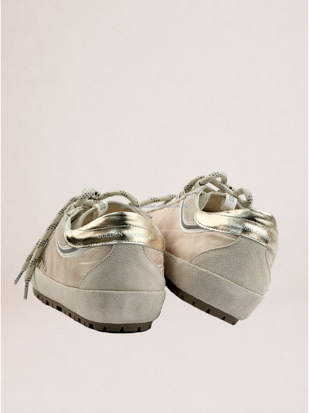 Golden Goose Super-Star Sneakers in Light Gray Nylon With Metallic Star Golden Goose Super-Star Sneakers in Light Gray Nylon With Metallic Star