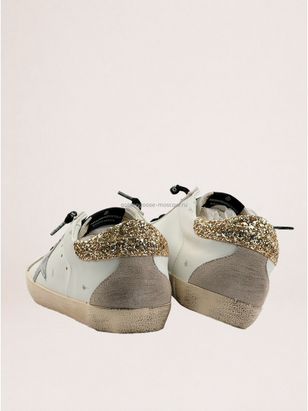 Golden Goose Super-Star Donna Bianche in Pelle Con Talloncino Glitter Golden Goose Super-Star Donna Bianche in Pelle Con Talloncino Glitter