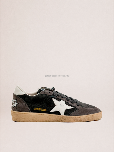 Golden Goose Mens Ball Star in Grey Suede With White Star