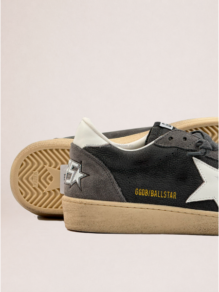 Golden Goose Mens Ball Star in Grey Suede With White Star Golden Goose Mens Ball Star in Grey Suede With White Star