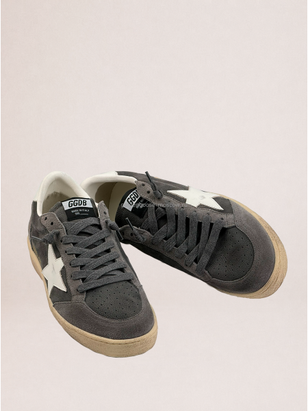 Golden Goose Mens Ball Star in Grey Suede With White Star Golden Goose Mens Ball Star in Grey Suede With White Star