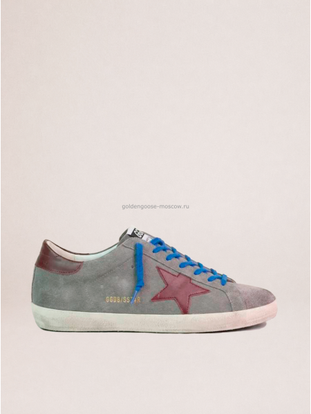Golden Goose Mens Super-Star Sneakers in Dark Gray Suede