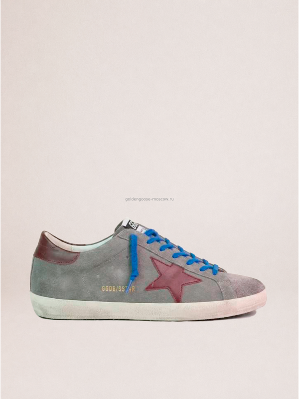 Golden Goose Mens Super-Star Sneakers in Dark Gray Suede Golden Goose Mens Super-Star Sneakers in Dark Gray Suede