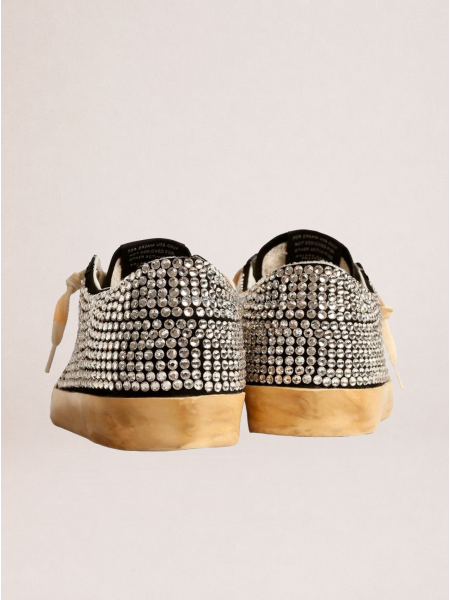 Golden Goose Super-Star LTD with Swarovski Crystals and Black Leather Star