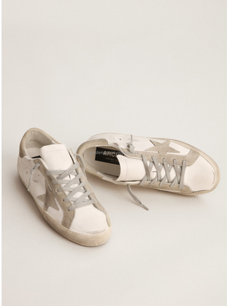 Golden Goose Mens Super-Star Sneakers in Grey Suede With Grey Star and Grey Heel Tab